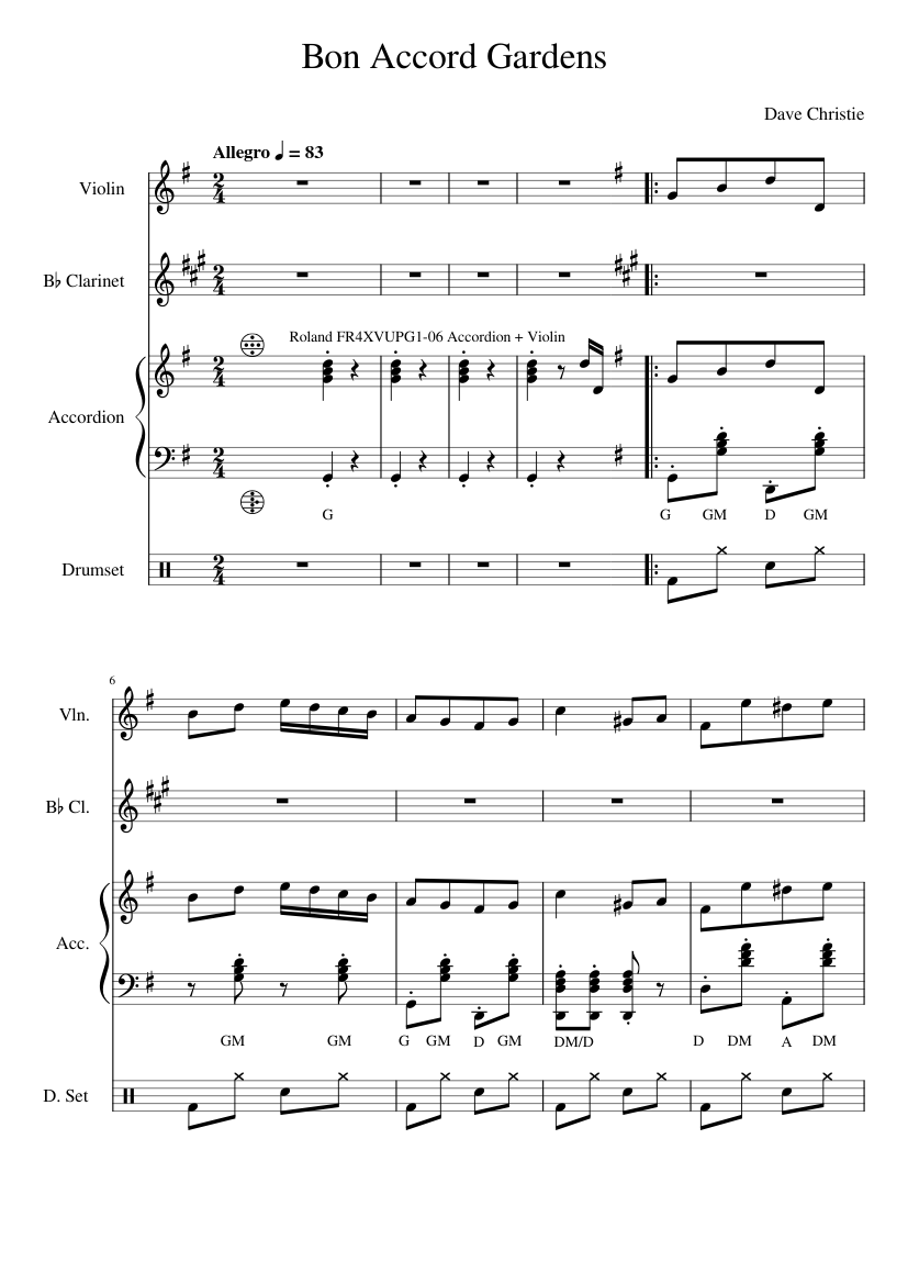 Bon Accord Gardens Sheet music for Accordion, in bflat