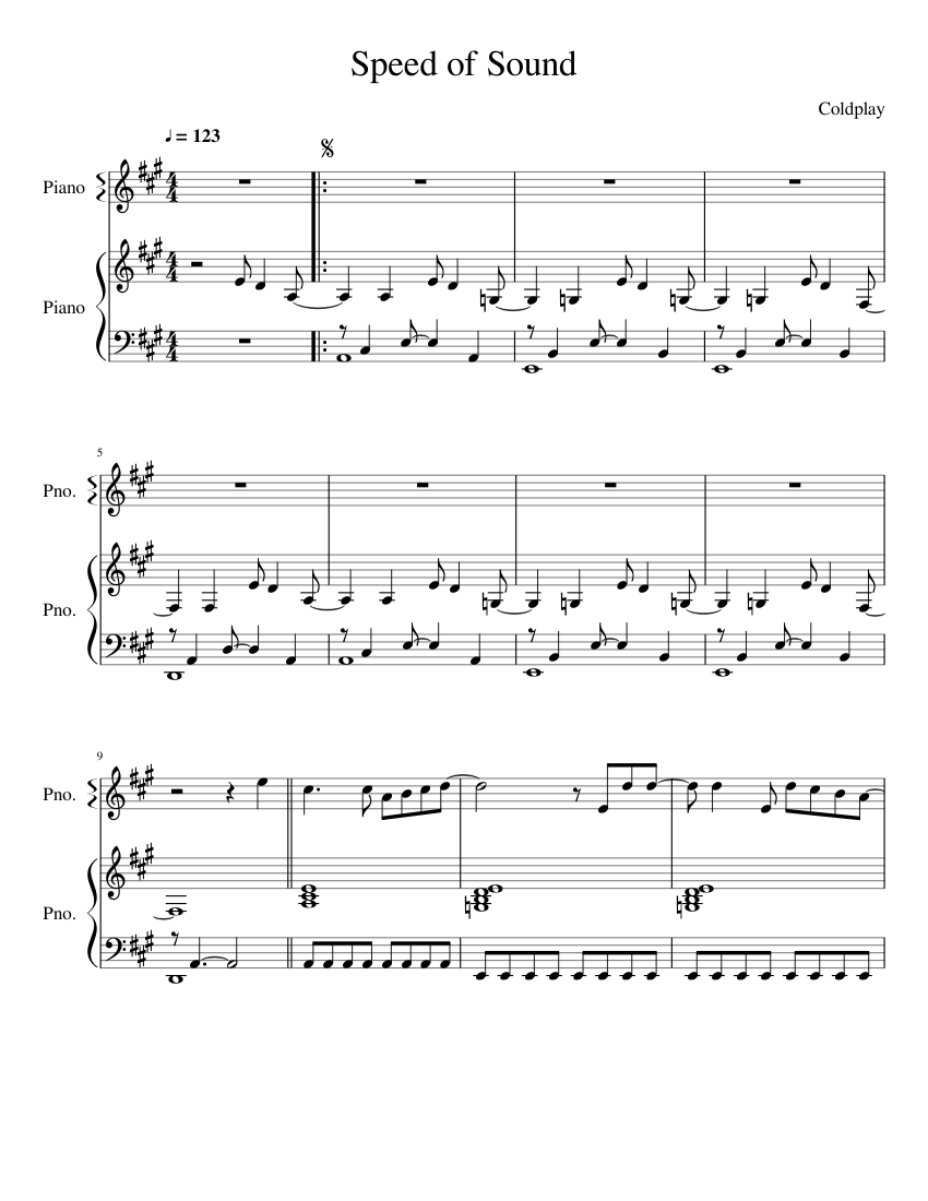 Speed of Sound Sheet music for Piano (Piano Duo) | Musescore.com
