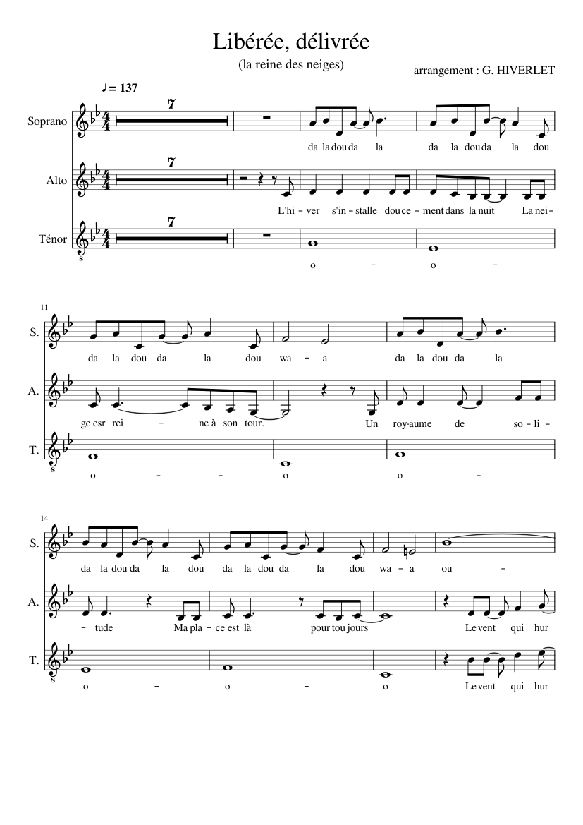 Libérée, délivrée Sheet music for Soprano, Alto, Tenor (Choral) |  Musescore.com