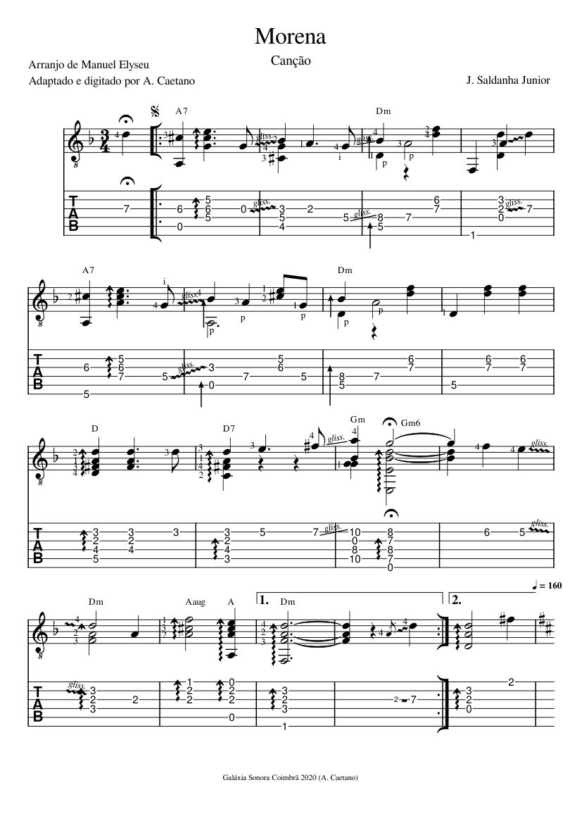 Morena – J. Saldanha Júnior Sheet music for Guitar (Solo) | Musescore.com