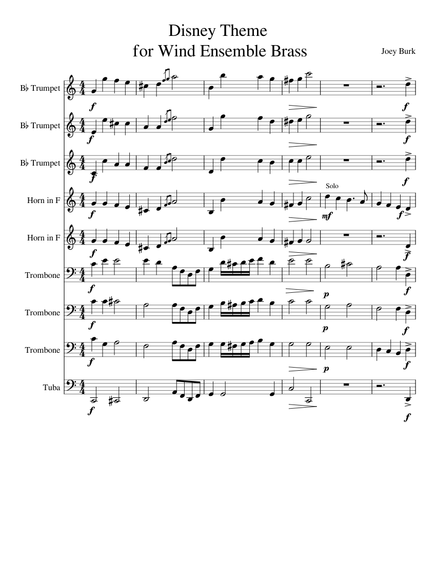 Disney Theme for Wind Ensemble Brass