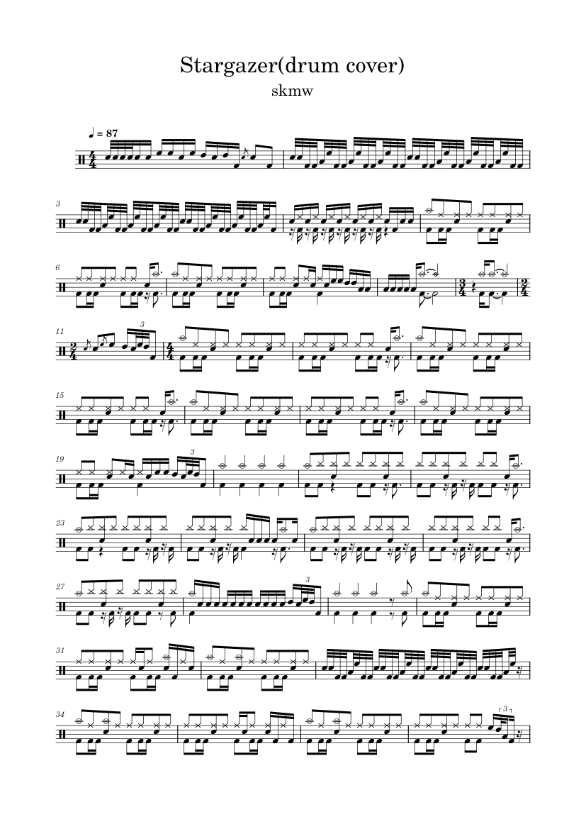 Stargazer Program Notes Stargazer rainbow (drum cover) Sheet Music for Drum group (Solo ...