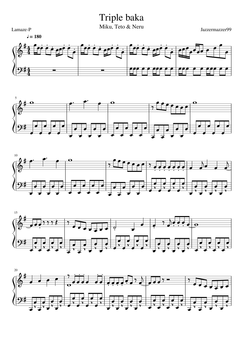 Triple Baka Piano Adaptation [Lamaze-P, Miku & Teto (& Neru