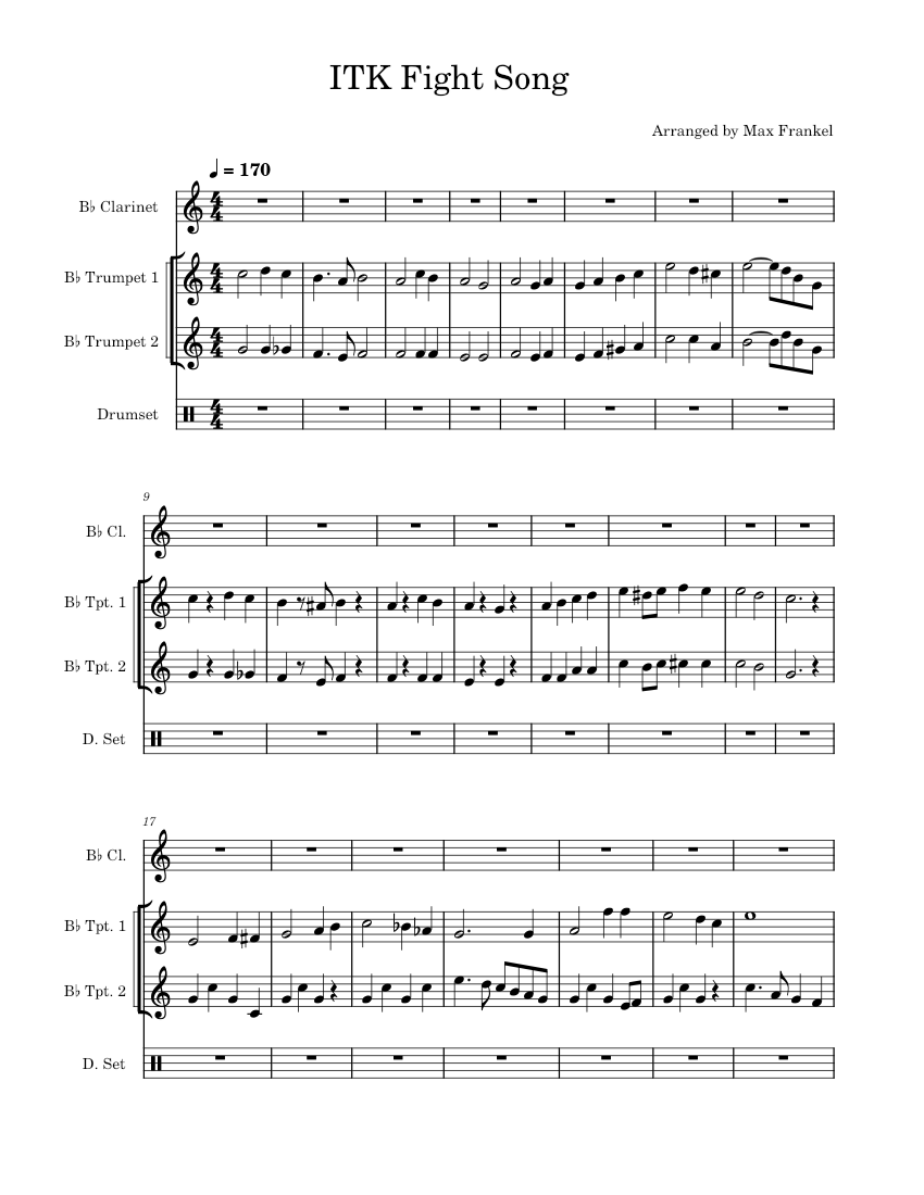 ITK_Fight_Song Sheet music for Clarinet in b-flat, Trumpet in b-flat ...