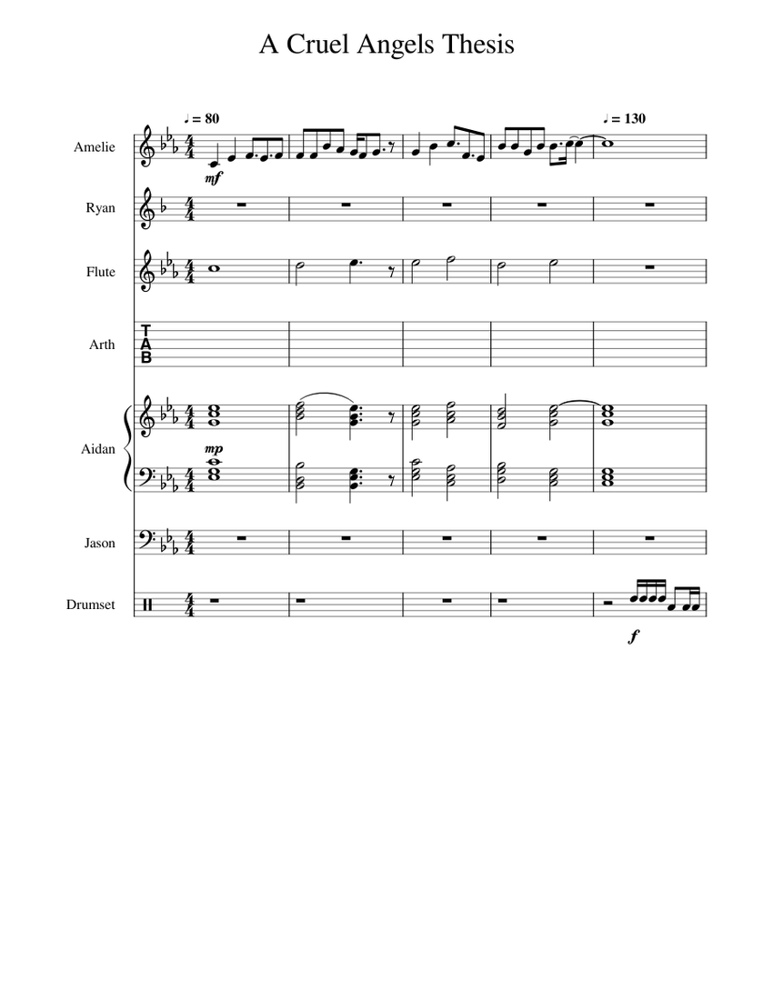 a cruel angel's thesis flute sheet music