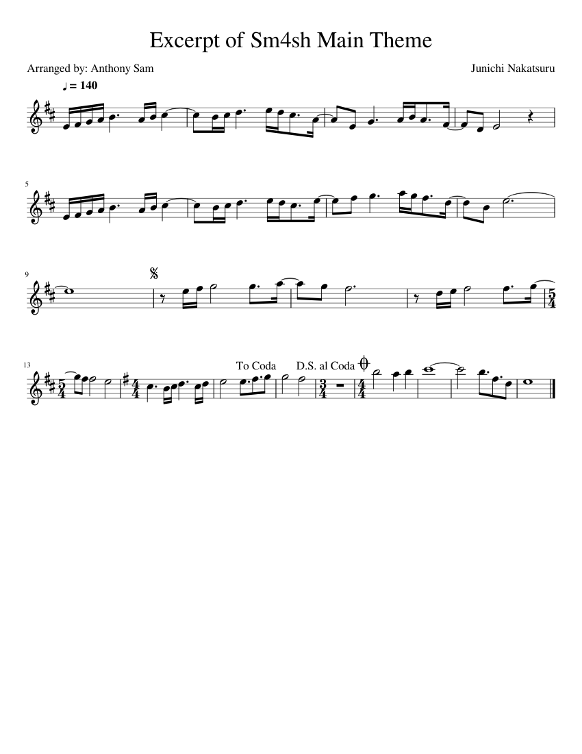 Excerpt of Sm4sh Main Theme