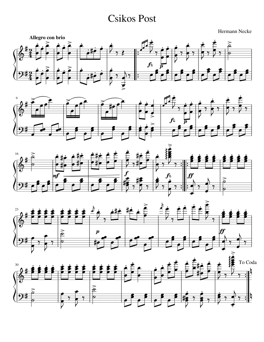 Csikos Post Sheet music for Piano (Solo) | Musescore.com
