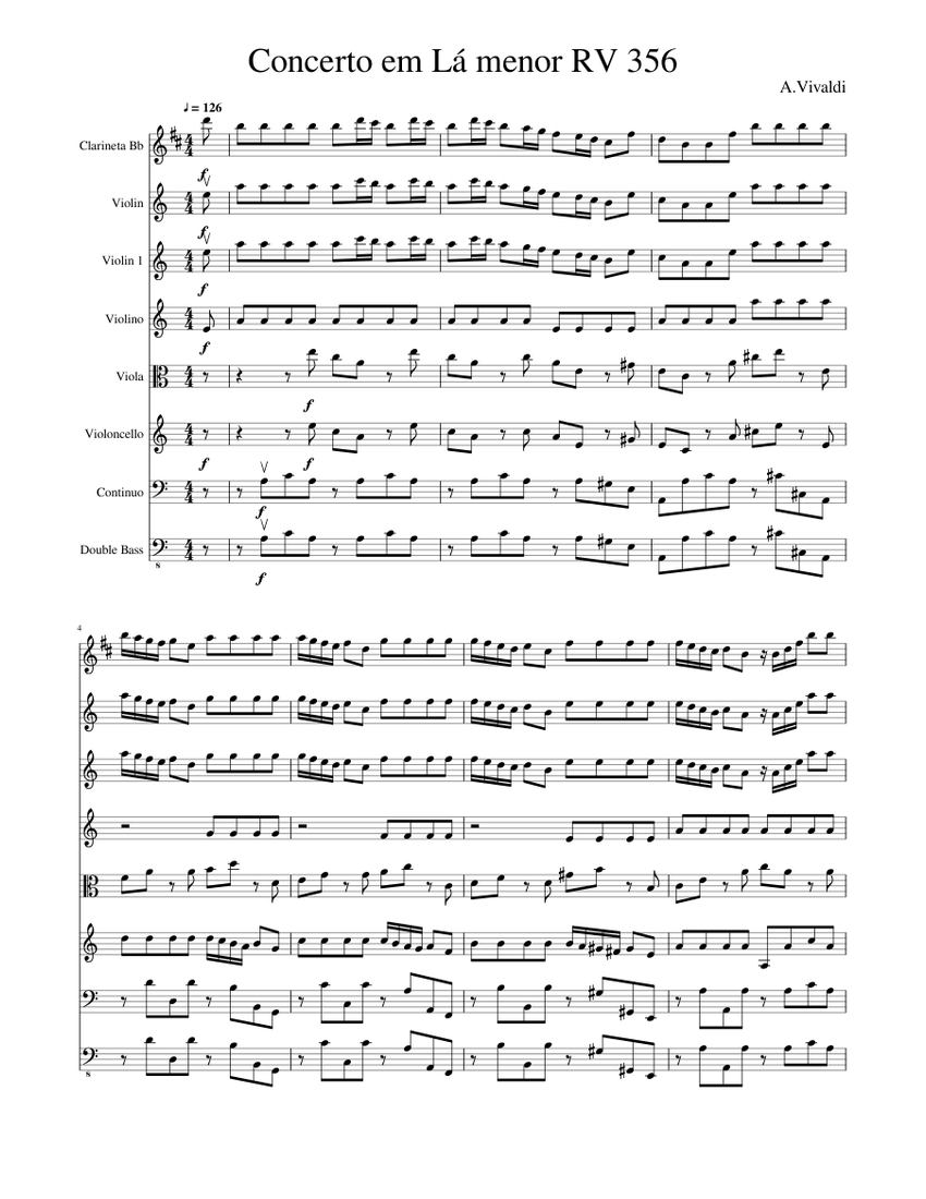 Vivaldi Violin Concerto in A Minor RV356 Sheet music for Violin