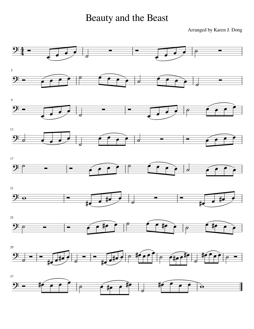 Beauty And The Beast Sheet music for Cello (Solo) | Musescore.com