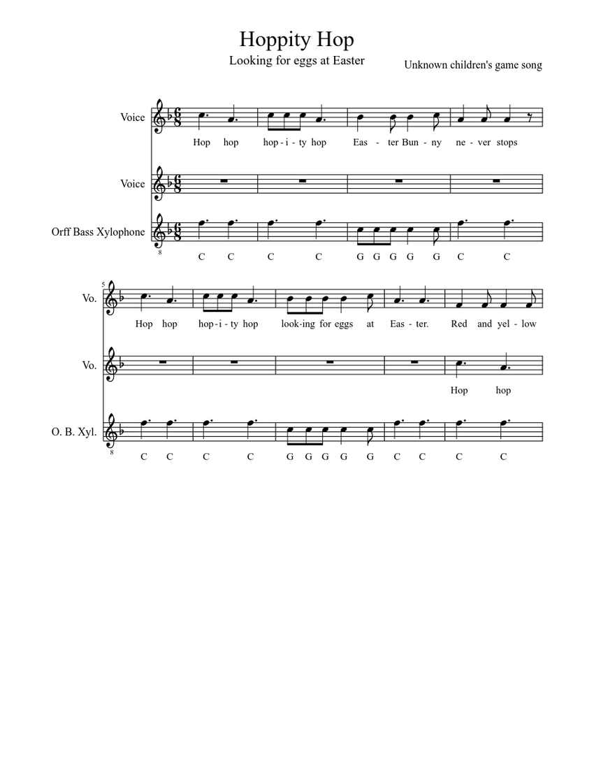 Hoppity Hop Sheet music for Voice (Other) (Choral) | Download and print ...