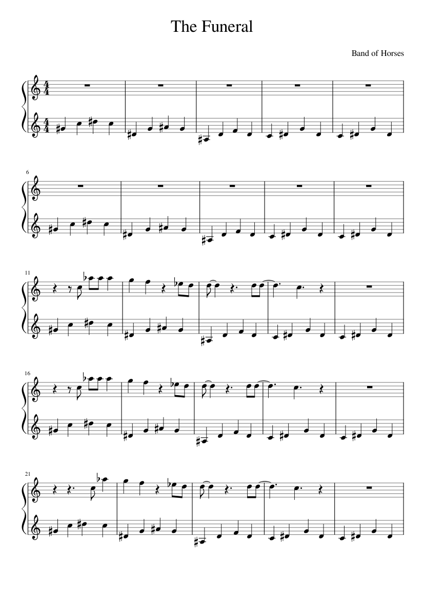 The funeral Band of Horses Sheet music for Piano (Solo)
