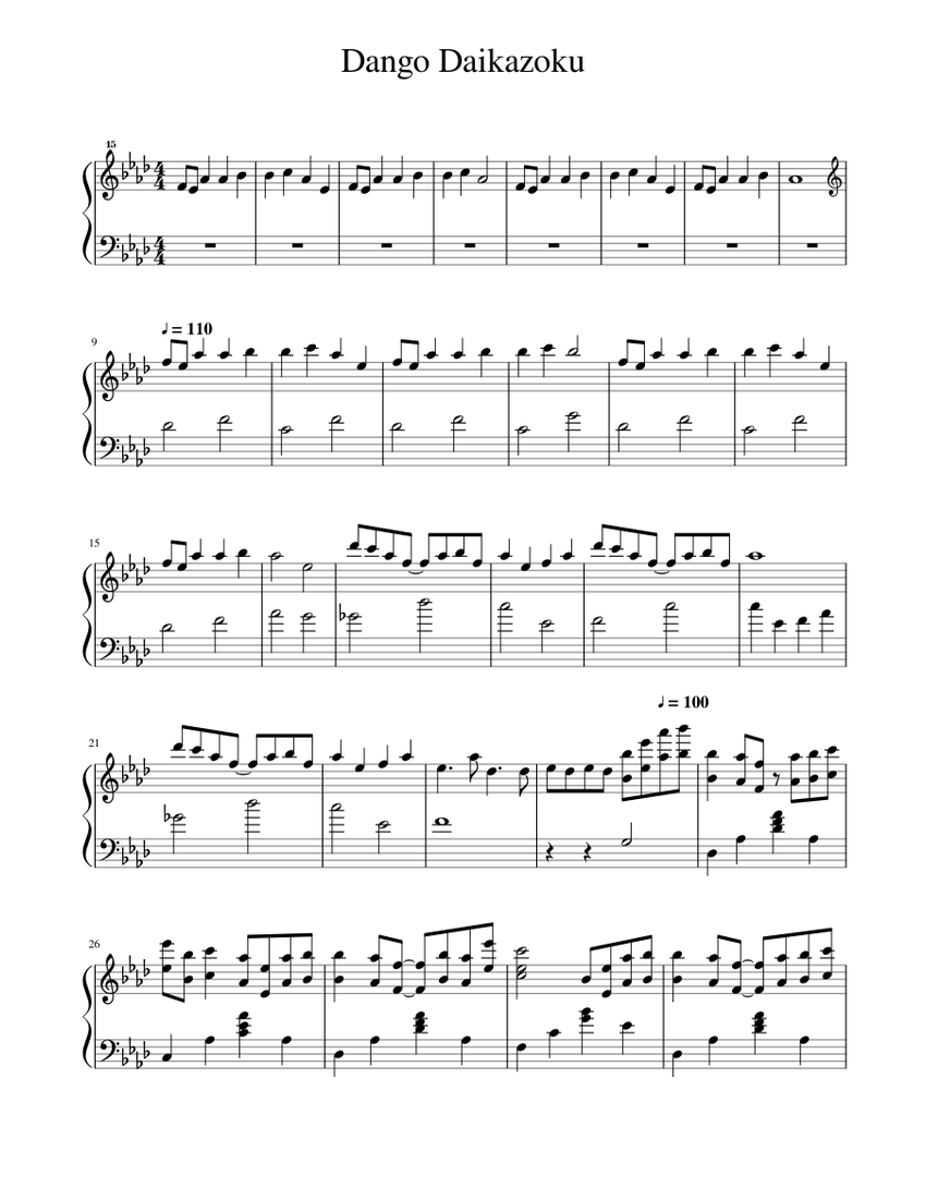 Dango Daikazoku (Full) - Clannad Sheet music for Piano (Solo) |  Musescore.com
