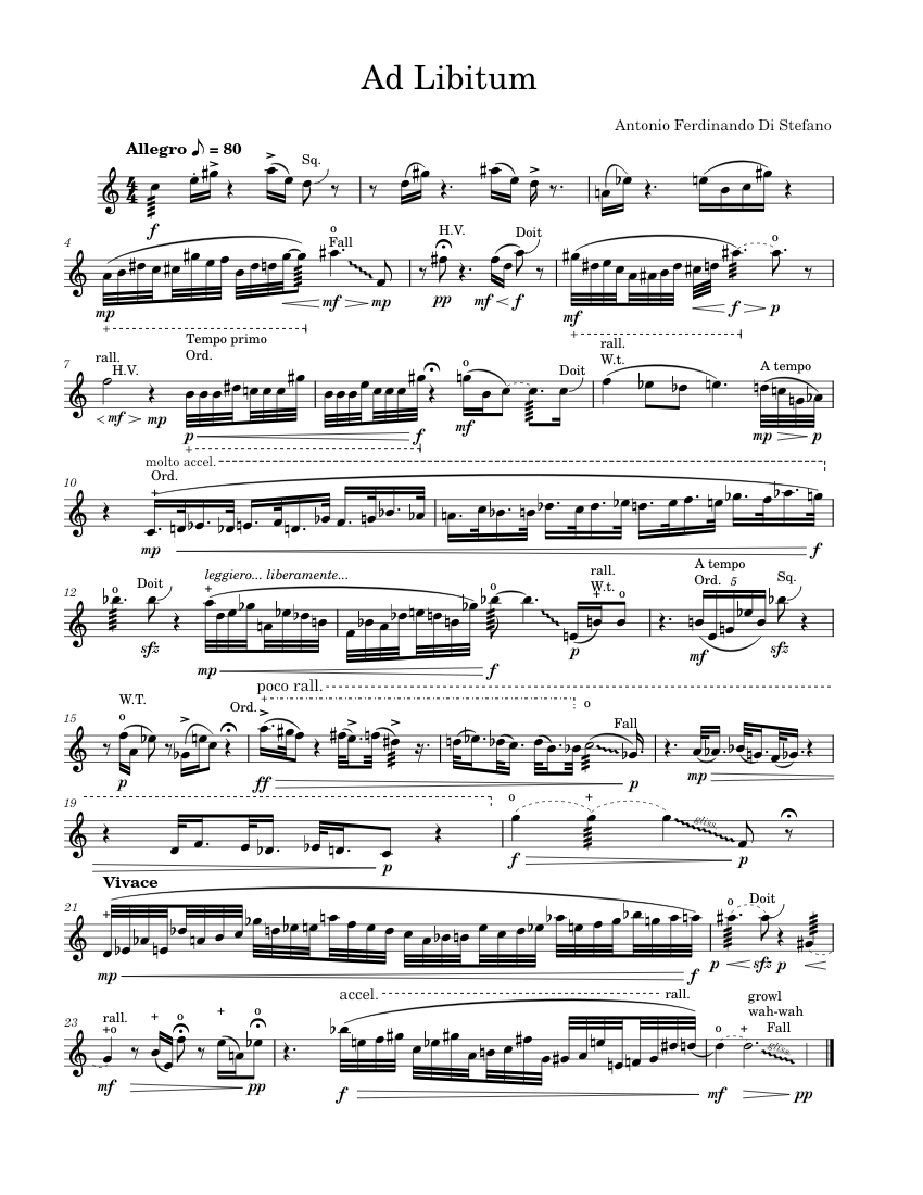 Ad Libitum – Antonio Ferdinando Di Stefano ~ Trumpet Solo Sheet music ...