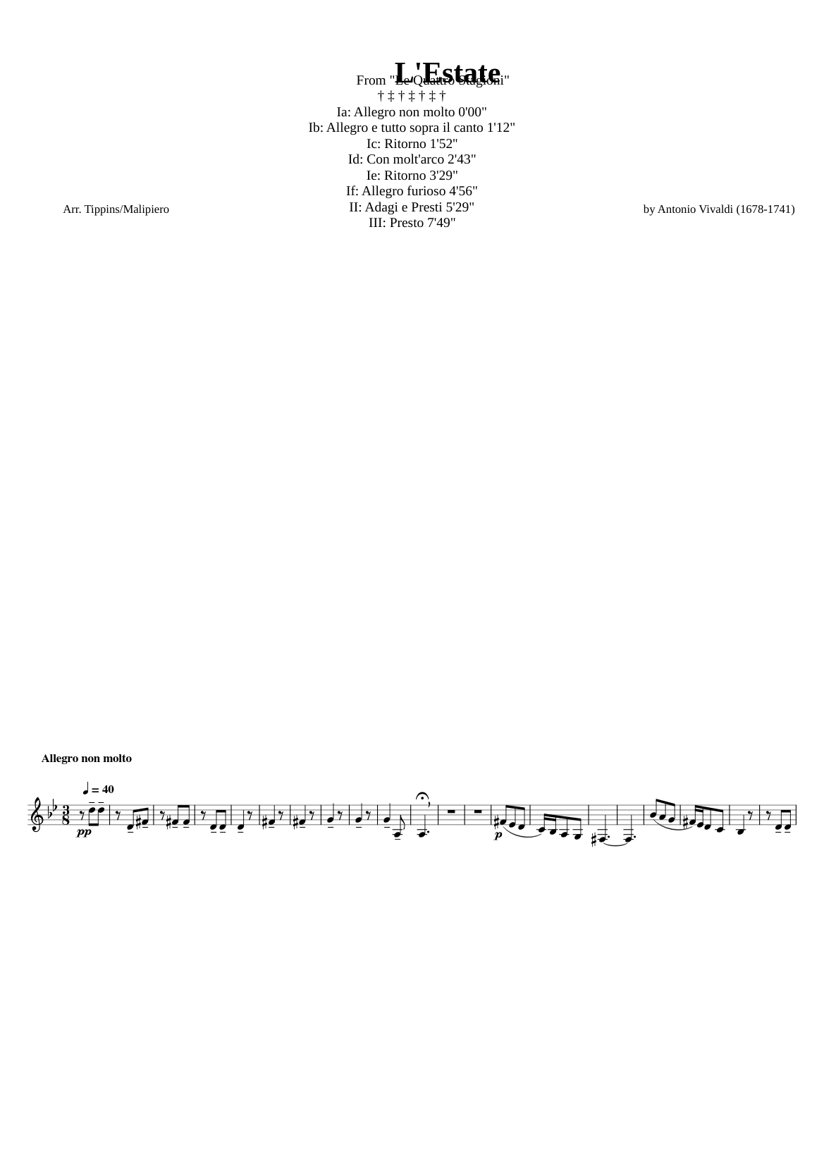 The four seasons - summer – Antonio Vivaldi LEstate Summer by Antonio ...