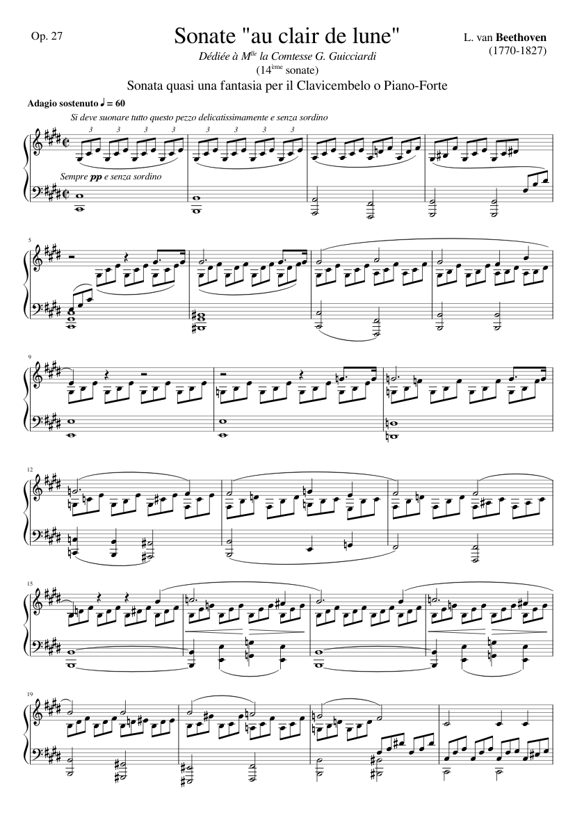 Sonate "au clair de lune" - Beethoven Sheet music for Piano (Solo) |  Musescore.com