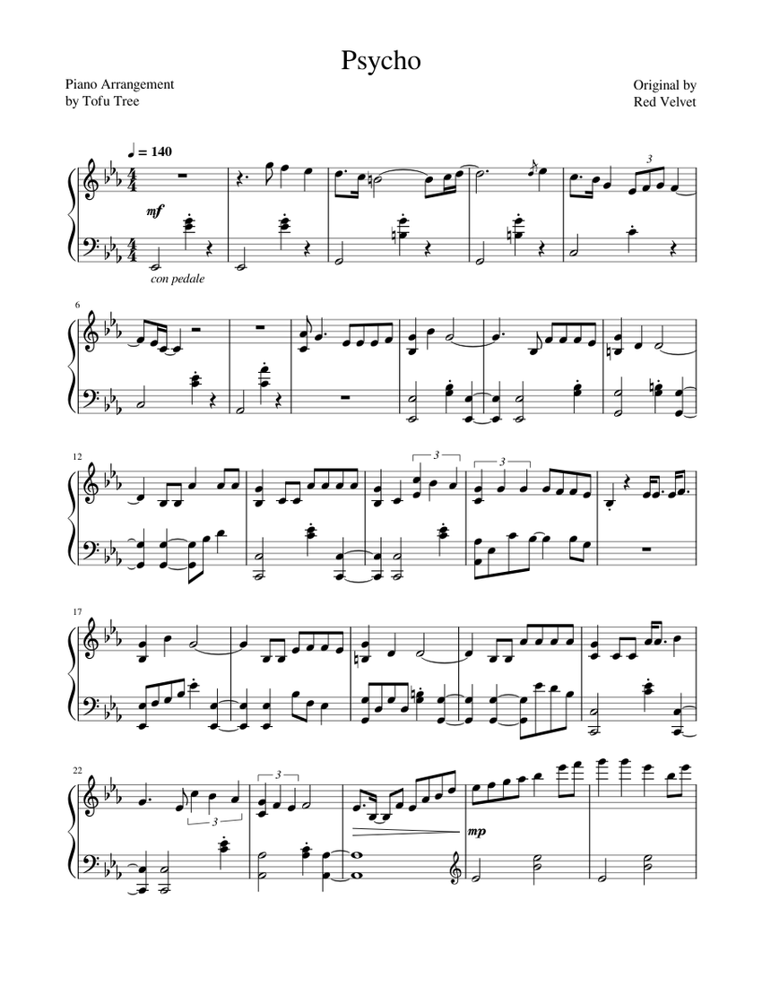Psycho Red Velvet Sheet music for Piano (Solo) Download and print