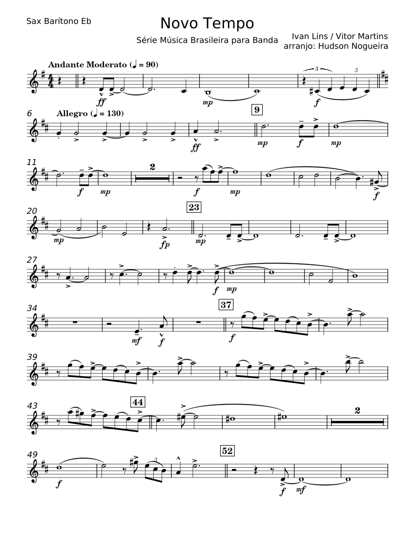 IVAN LINS 1 スコア Novo Tempo - Ivan Lins Sheet Music for Saxophone baritone (Solo