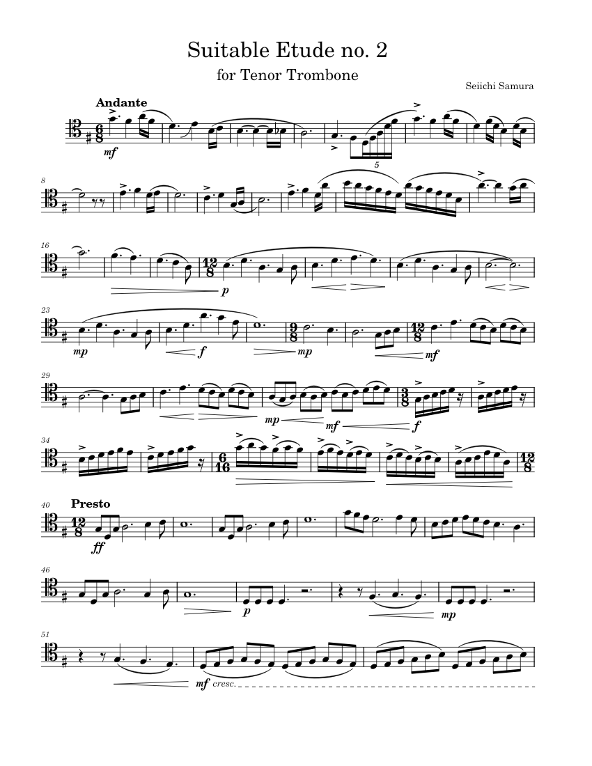 Suitable Etude no. 2 Sheet music for Trombone (Solo) | Musescore.com