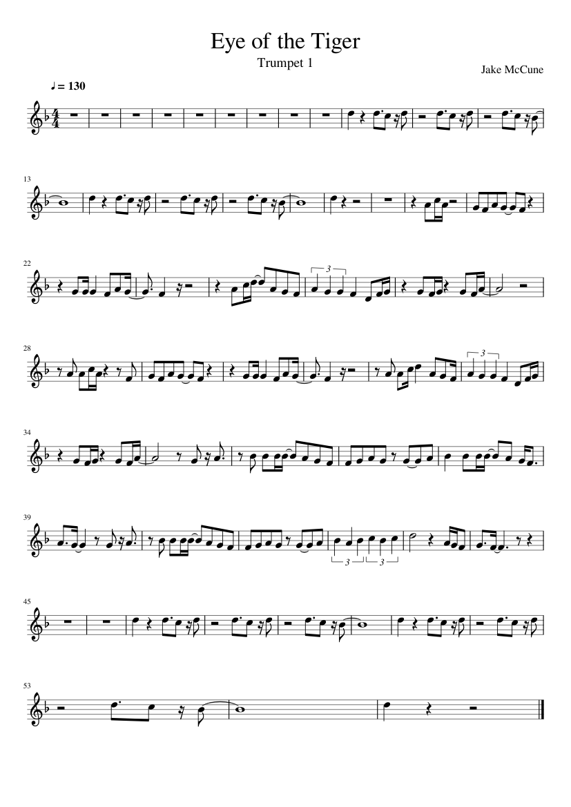 Eye of the Tiger Sheet music for Trumpet in b-flat (Solo) | Musescore.com