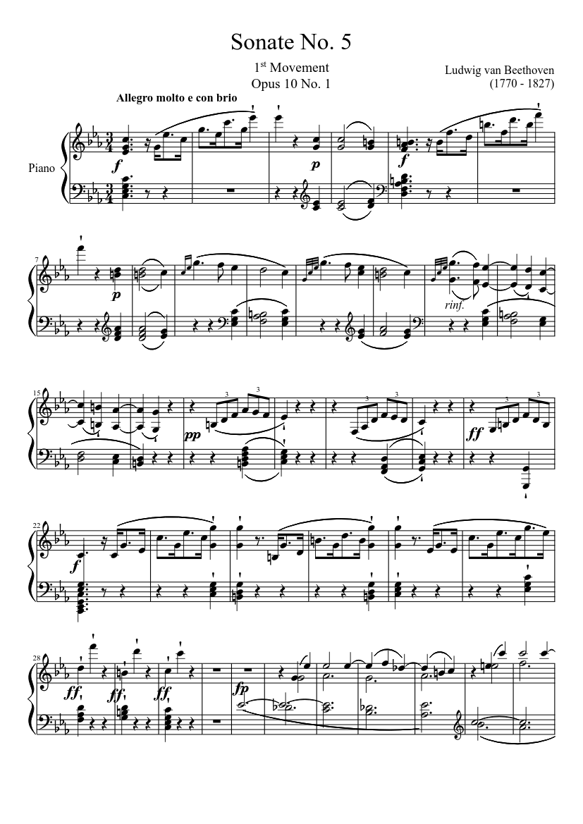 Sonate No. 5, 1st Movement Sheet music for Piano (Solo) | Musescore.com