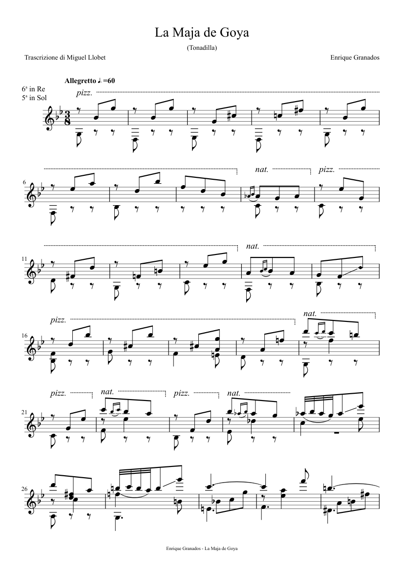La Maja de Goya Sheet music for Guitar (Solo) | Musescore.com