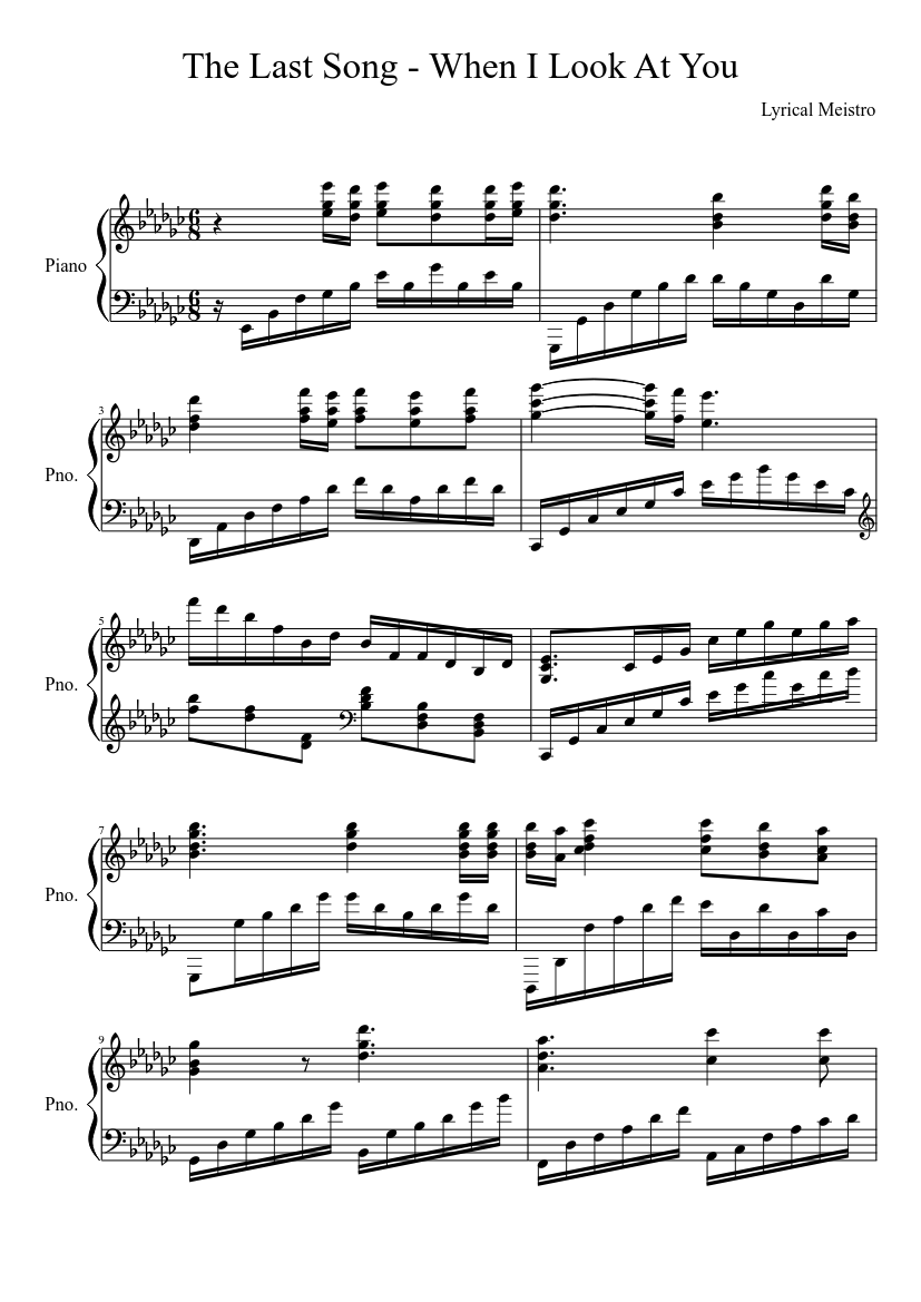 The last song - when i look at you classic Sheet music for Piano (Solo) |  Musescore.com