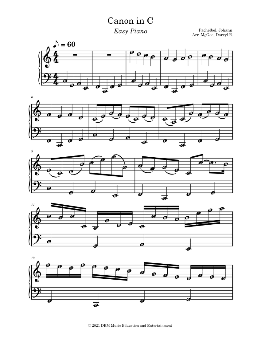 Canon in C (Easy Piano) Sheet music for Piano (Solo) | Musescore.com