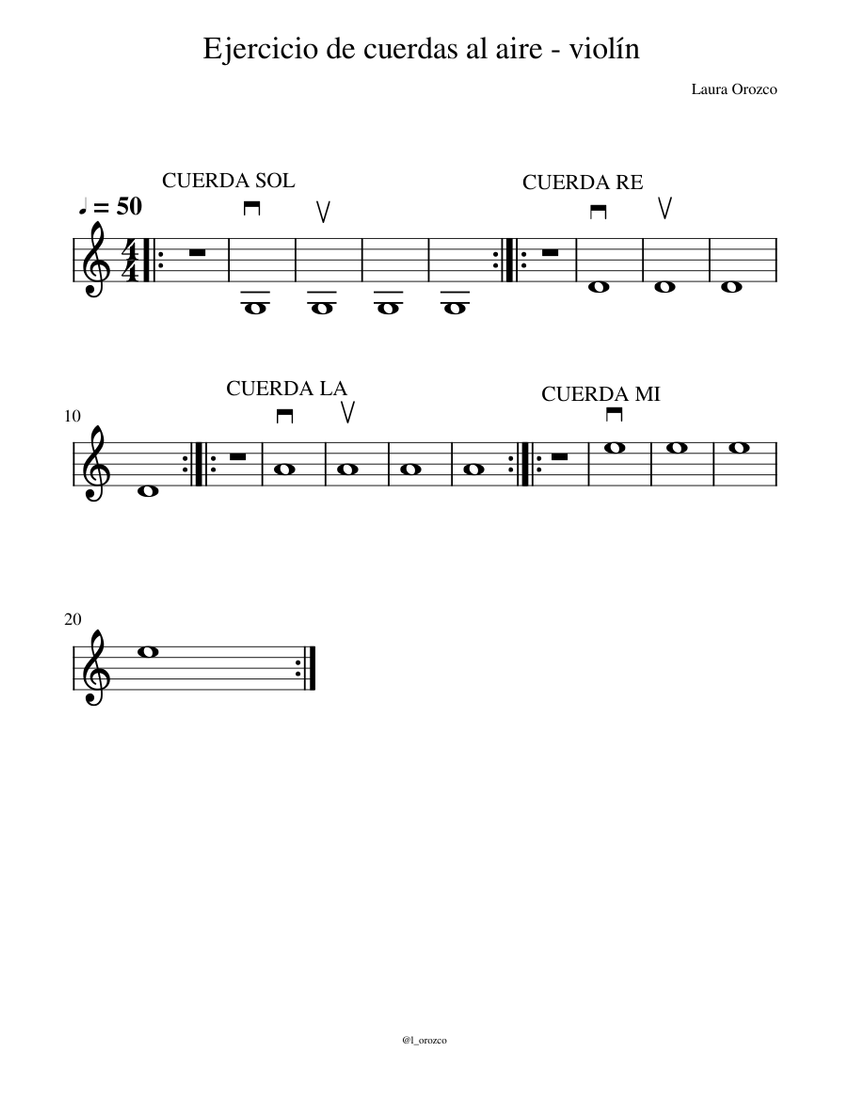 Ejercicio de cuerdas modific Sheet music for (Solo) | Musescore.com