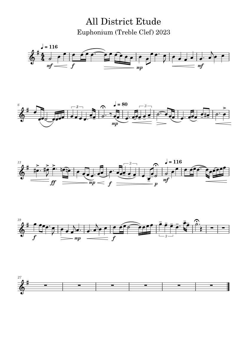 Virginia All District Etude 2023 - Treble Clef Euphonium Sheet music ...
