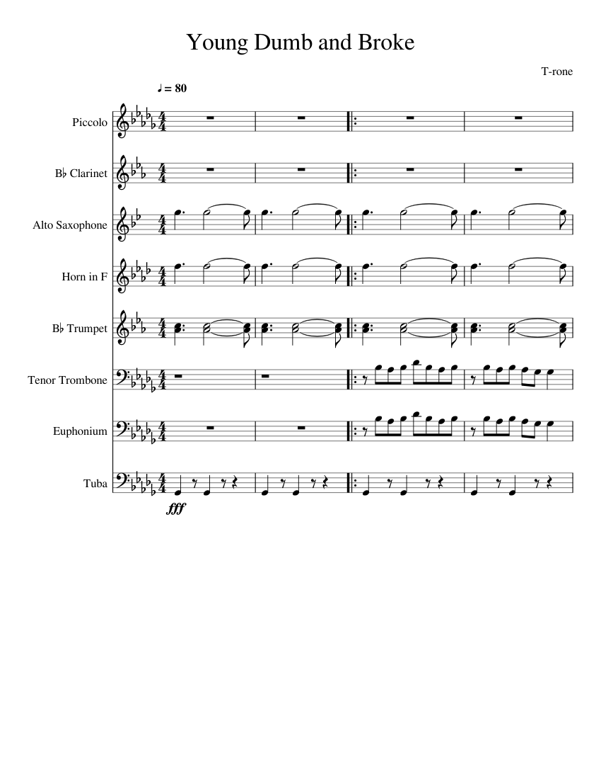 Young Dumb And Broke Sheet Music For Trumpet In B Flat Clarinet In B Flat Saxophone Alto French Horn More Instruments Mixed Ensemble Musescore Com