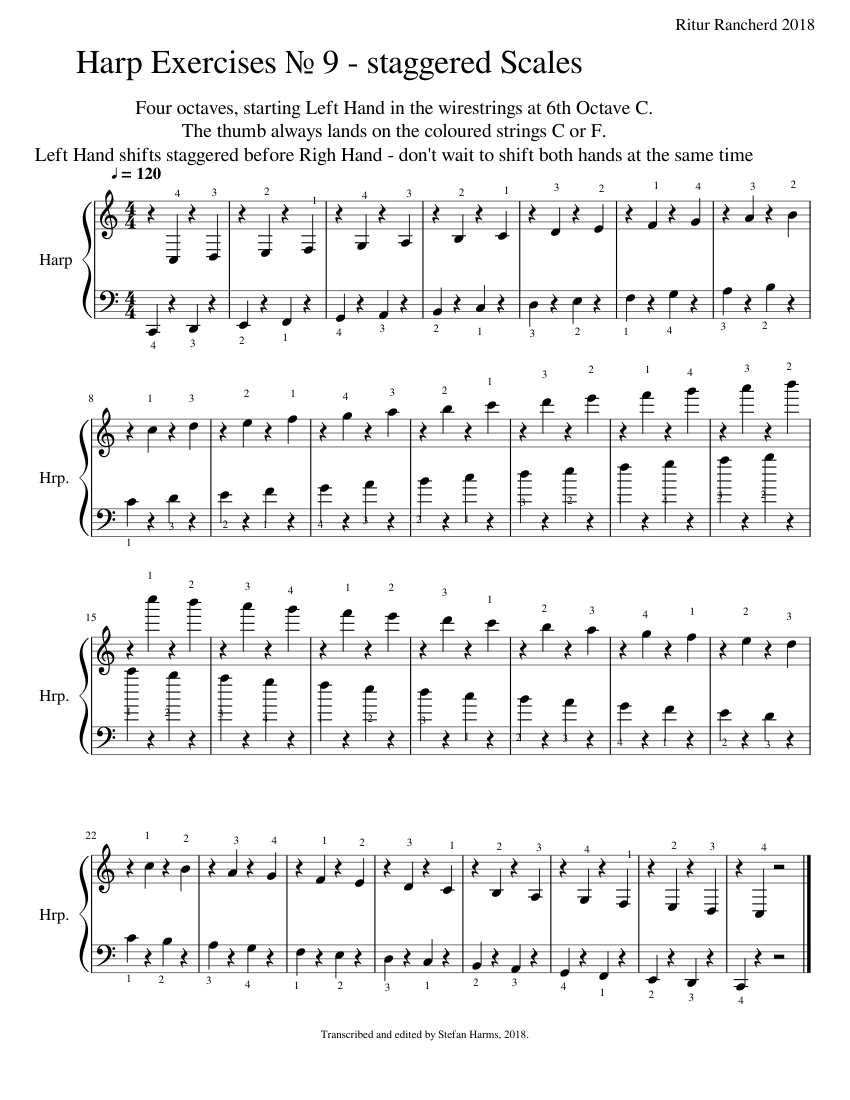 Harp Exercises 1 to 9 Sheet music for Cello, Harp (Mixed Duet ...
