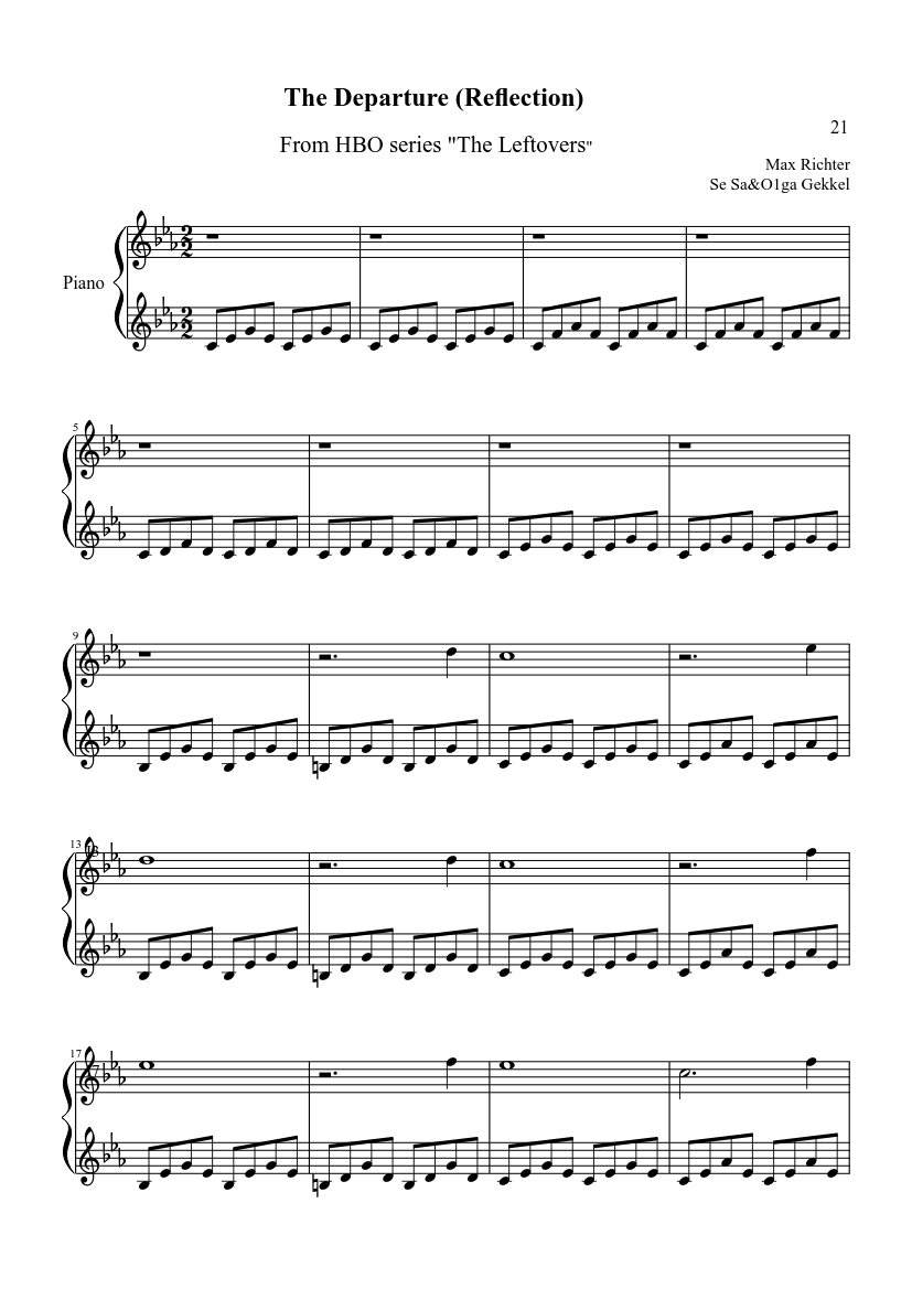 The Departure (Reflection) Sheet music for Piano (Solo) | Musescore.com