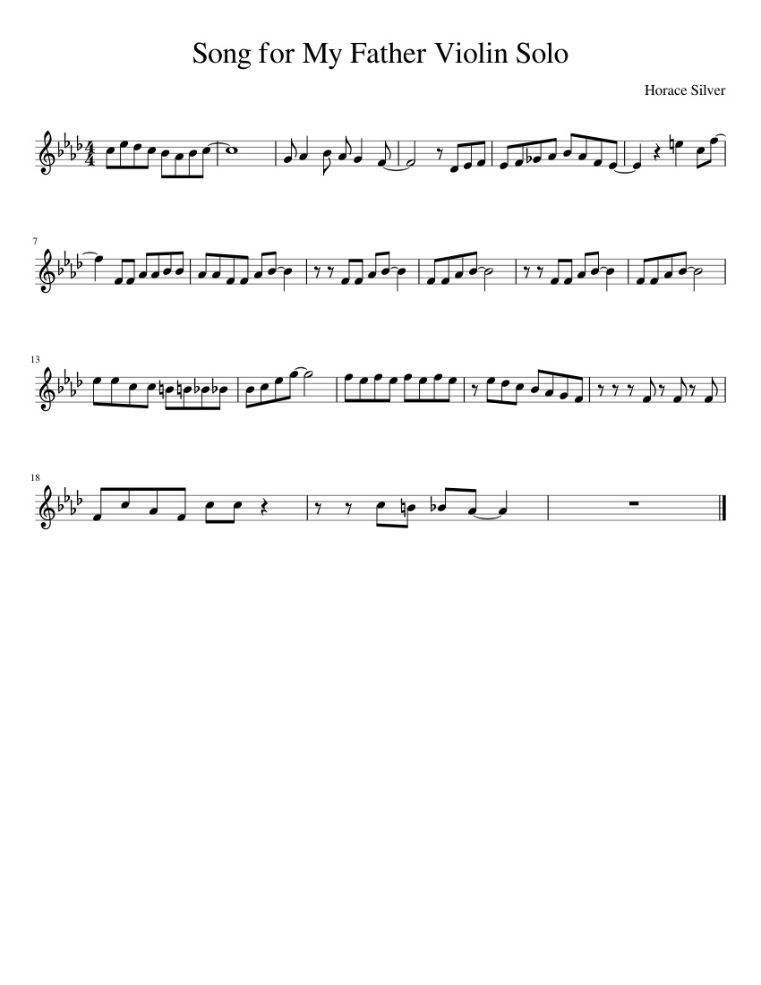 Song for My Father Violin Solo Sheet music for Piano (Solo) | Download