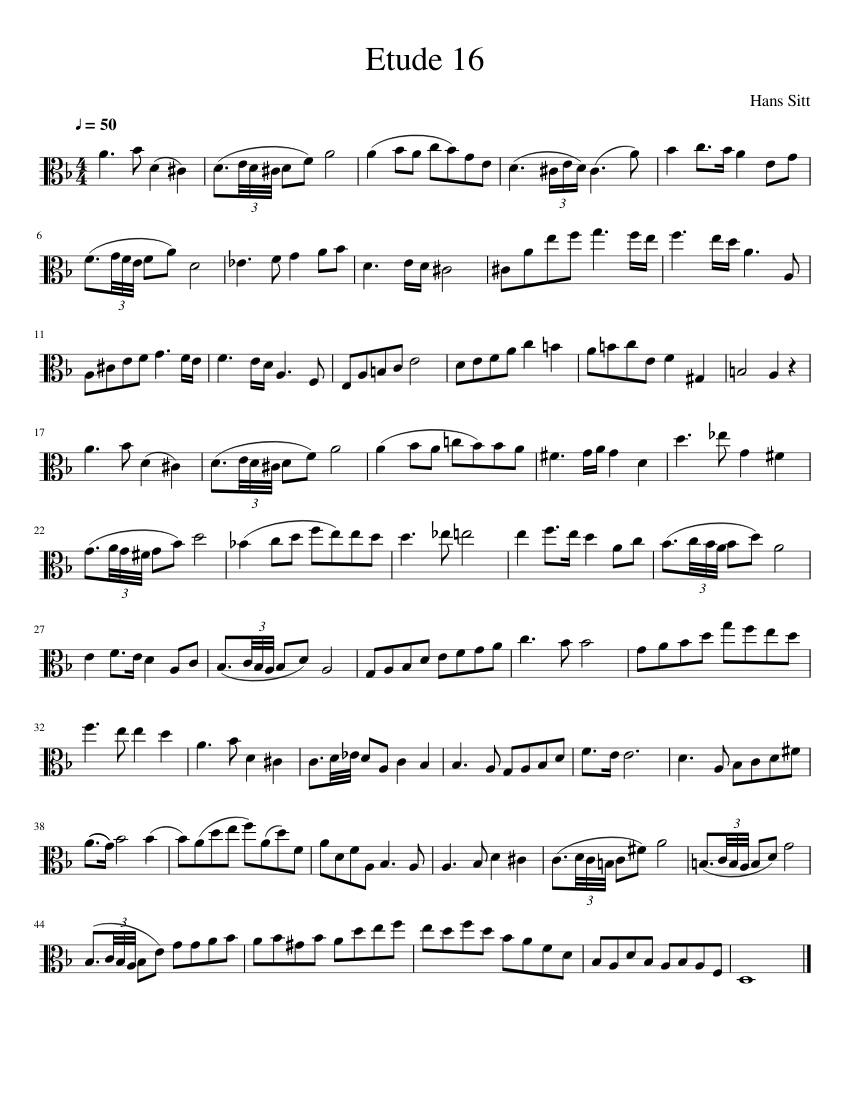 Hans Sitt Viola Etude 16 Sheet music for Viola (Solo) | Musescore.com