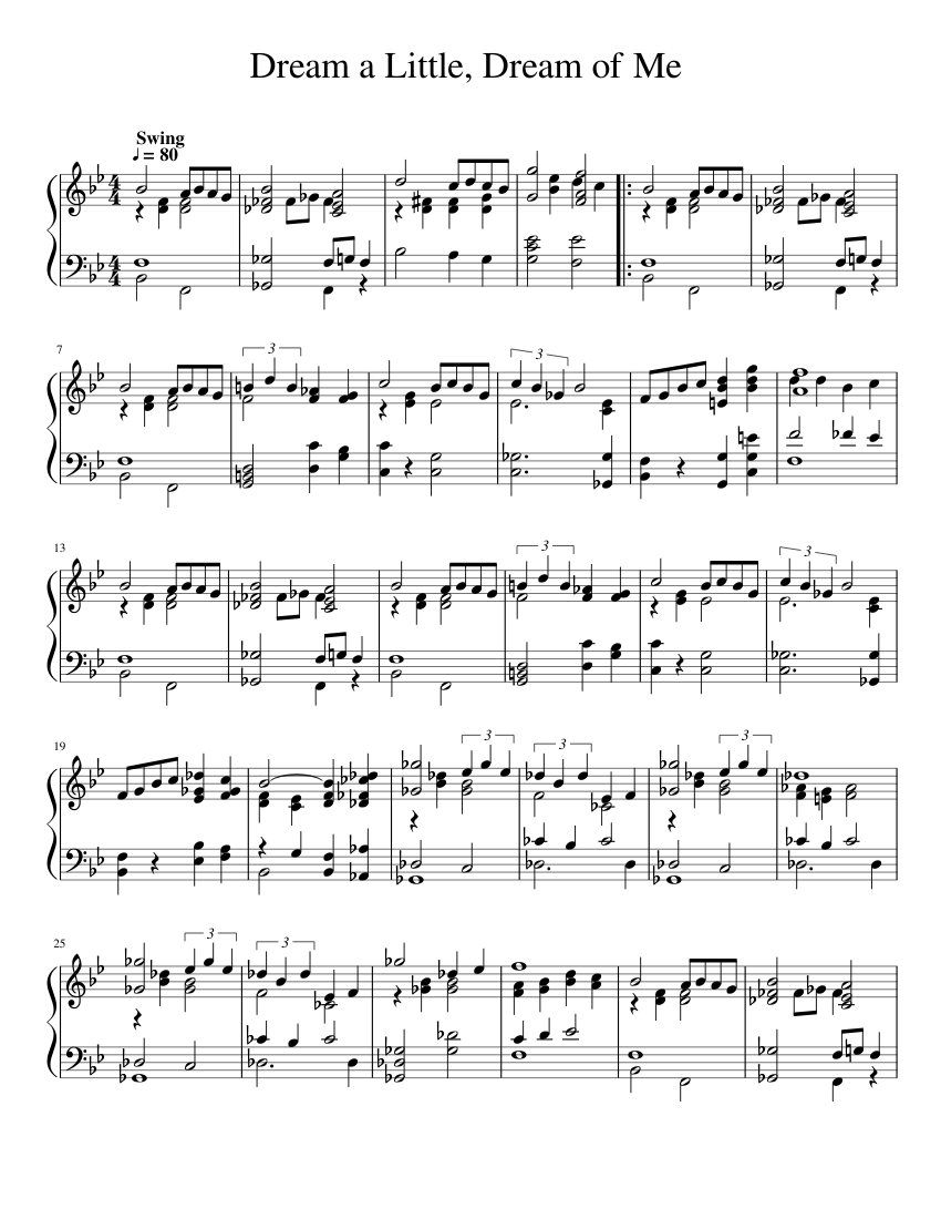 Dream a Little Dream of Me Sheet music for Piano (Solo) | Musescore.com