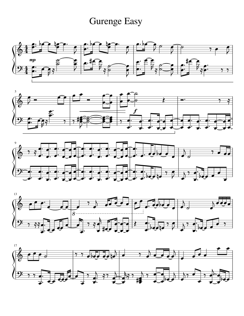 Gurenge Easy Sheet music for Piano (Solo) | Musescore.com
