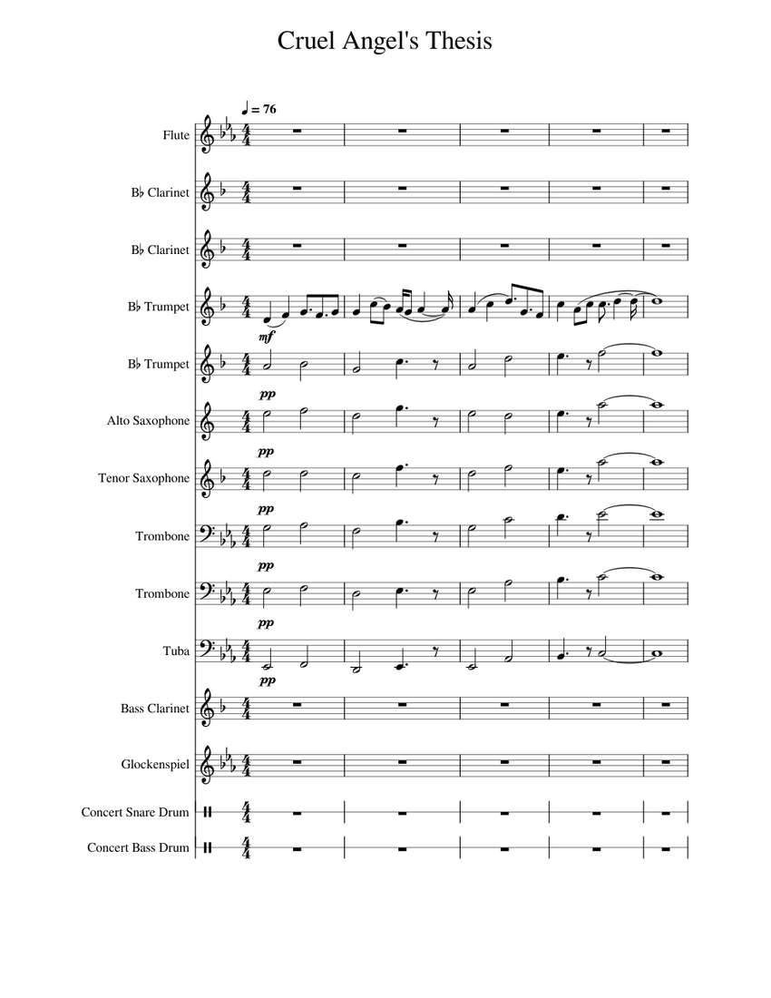 a cruel angel's thesis flute sheet music