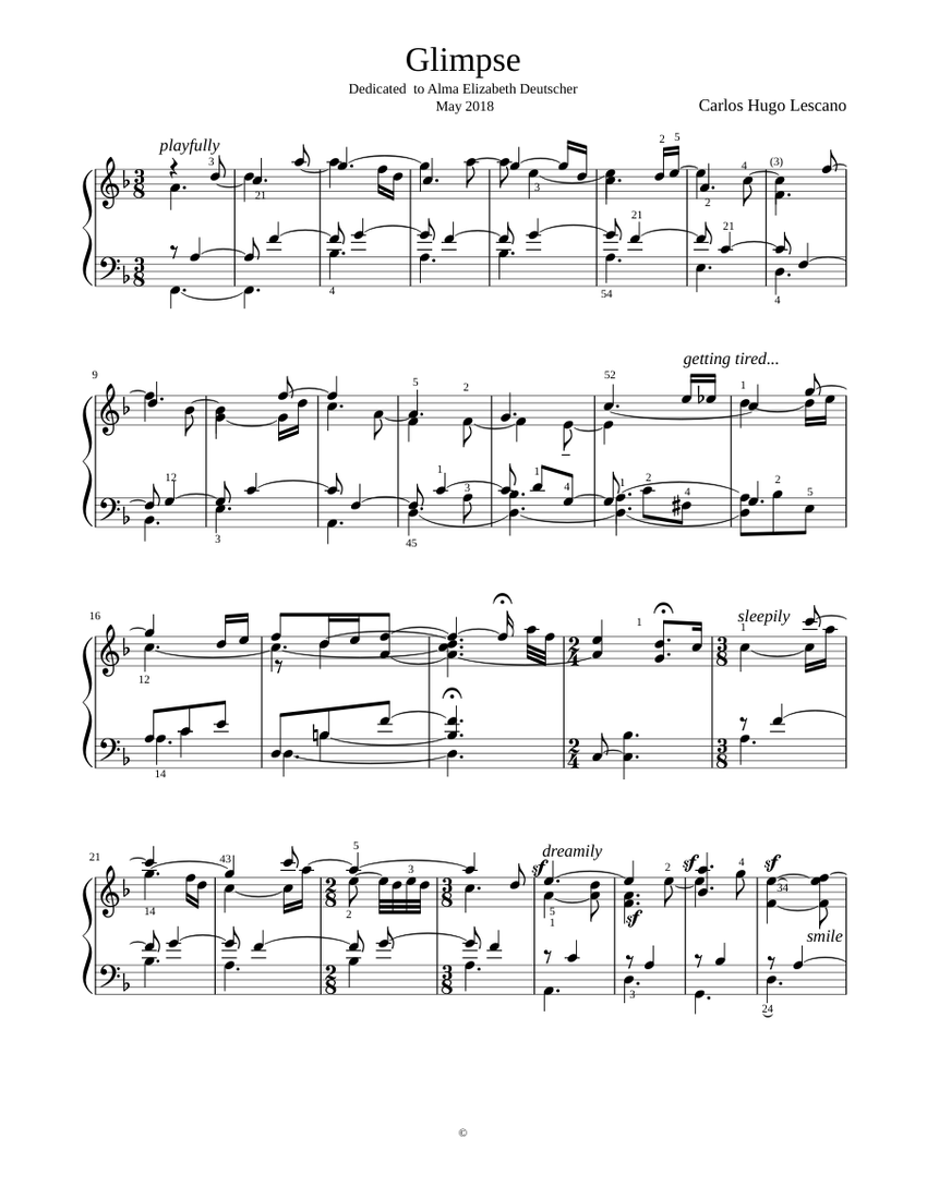 Glimpse Sheet music for Piano (Solo) | Musescore.com