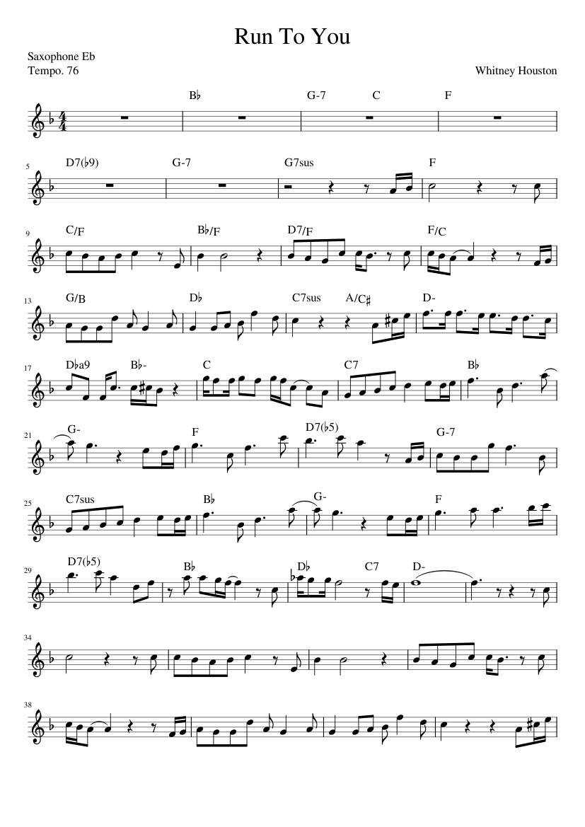 run to you alto f Sheet music for Piano (Solo) Easy | Musescore.com