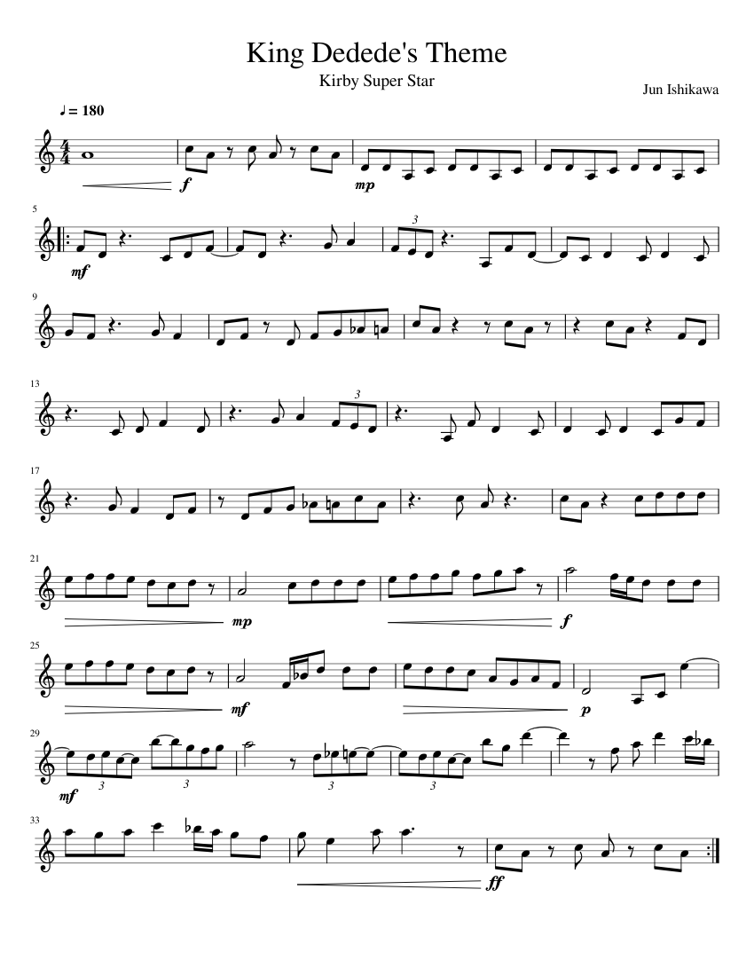King Dedede Sheet music for Clarinet in b-flat (Solo) | Musescore.com