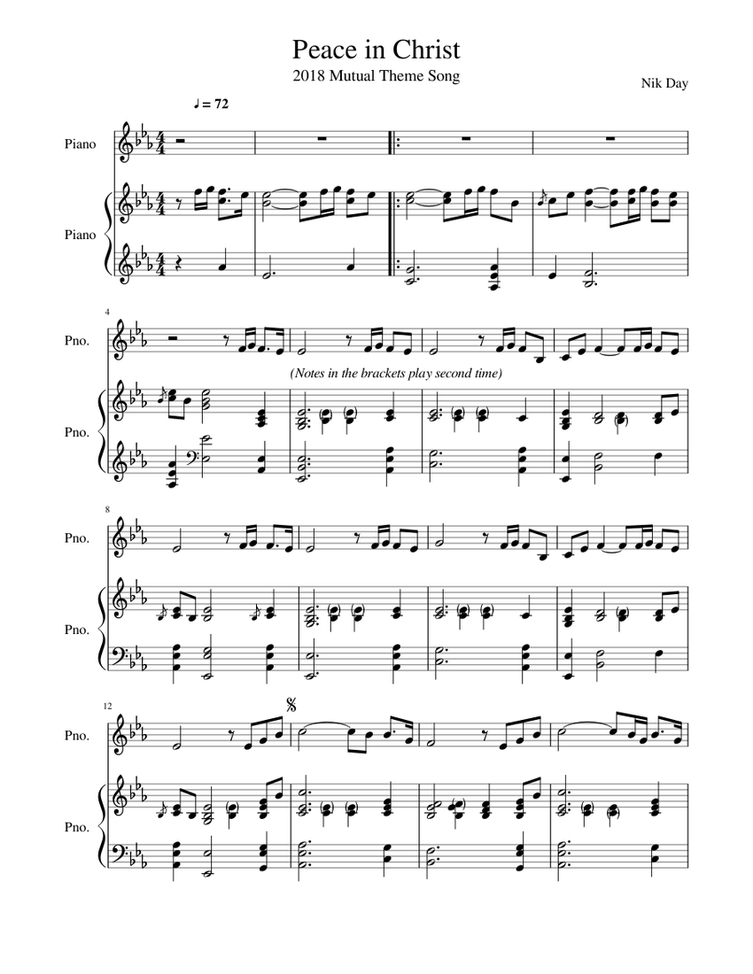 Peace in Christ Sheet music for Piano (Piano Duo) | Download and print ...