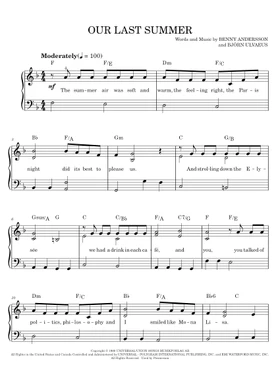 Free Our Last Summer by ABBA sheet music | Download PDF or print on  Musescore.com