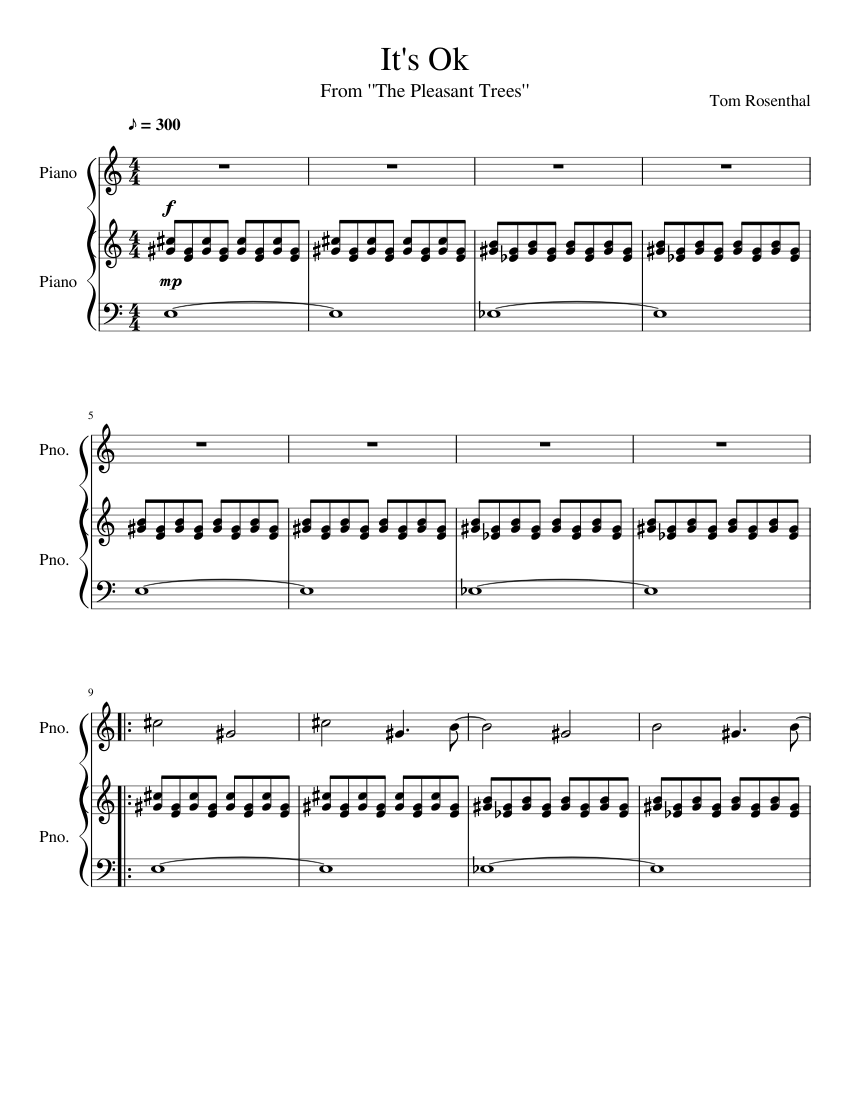 It's Ok (By Tom Rosenthal) Sheet music for Piano (Solo) | Musescore.com