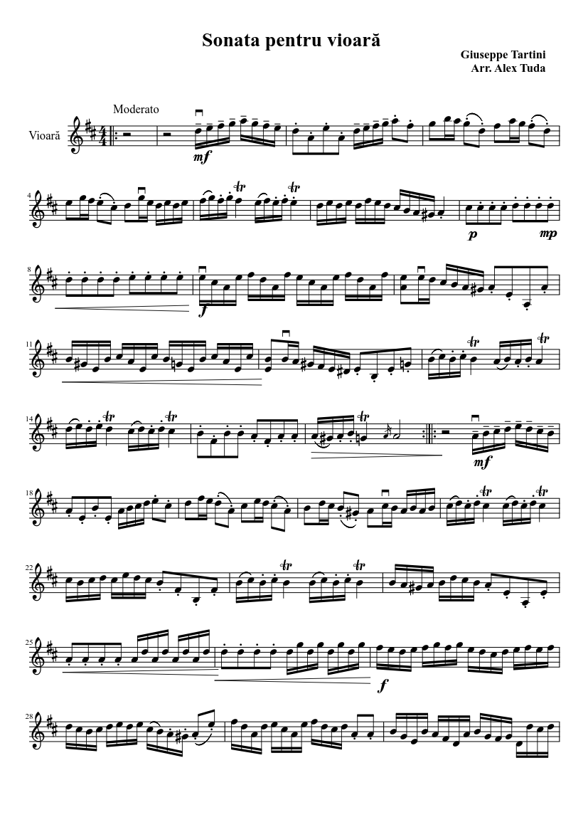 sonata pentru o vioara Sheet music for Violin (Solo) | Musescore.com