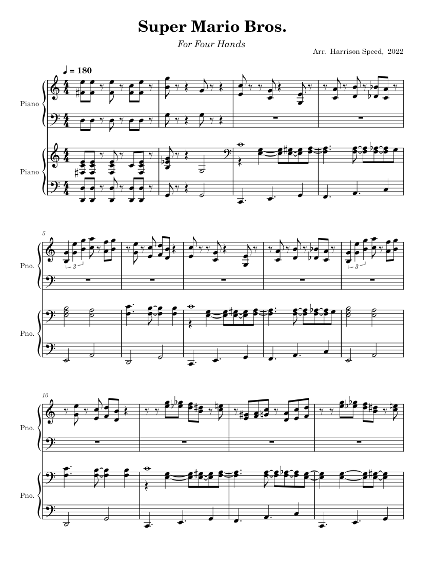 Super Mario Bros – Koji Kondo Sheet music for Piano (Piano Duo ...