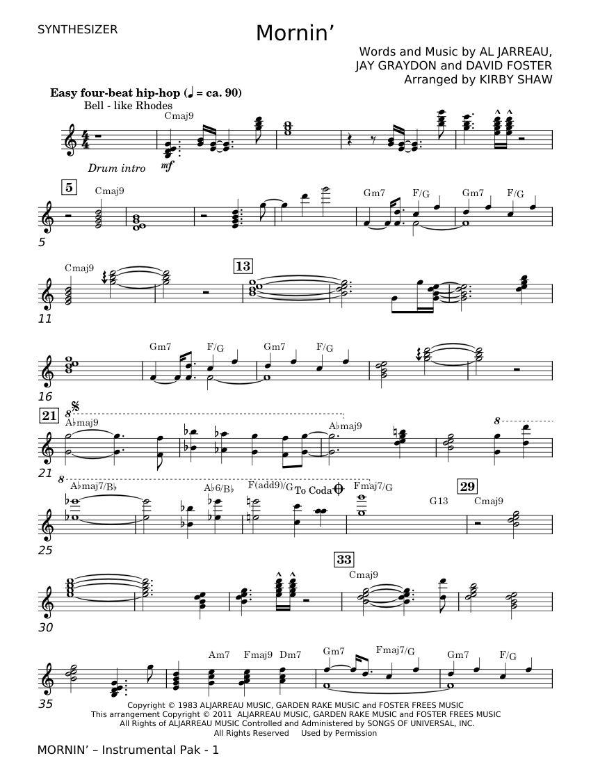 Mornin' - Al Jarreau Sheet Music with Chords for Piano (Solo ...