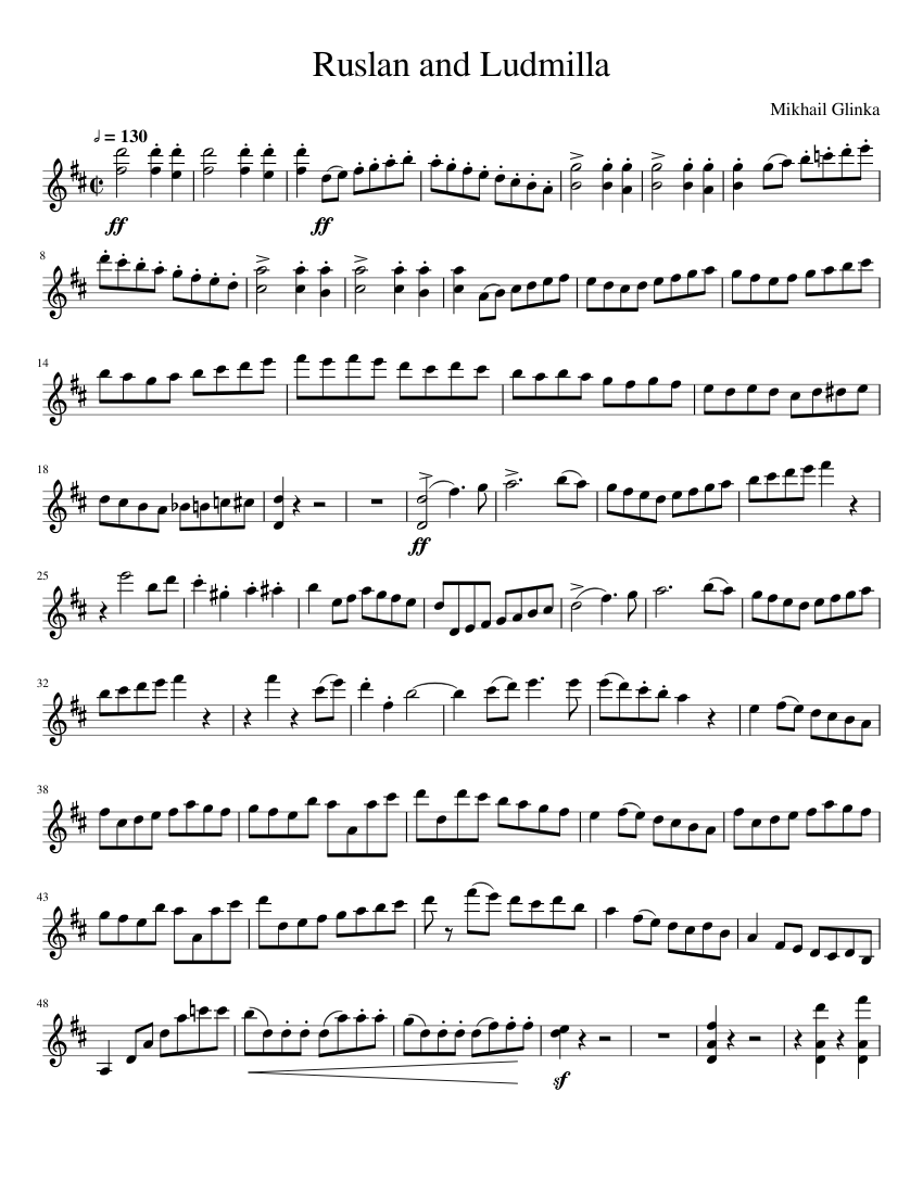 ルスランとリュドミラ LSYO版 楽譜 バイオリン (ソロ) | MuseScore.com