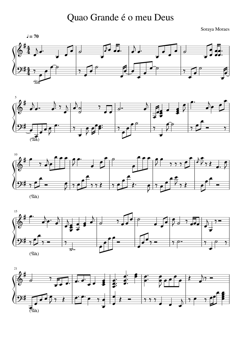 Quao Grande é o meu Deus V2 Sheet music for Piano (Solo) | Musescore.com