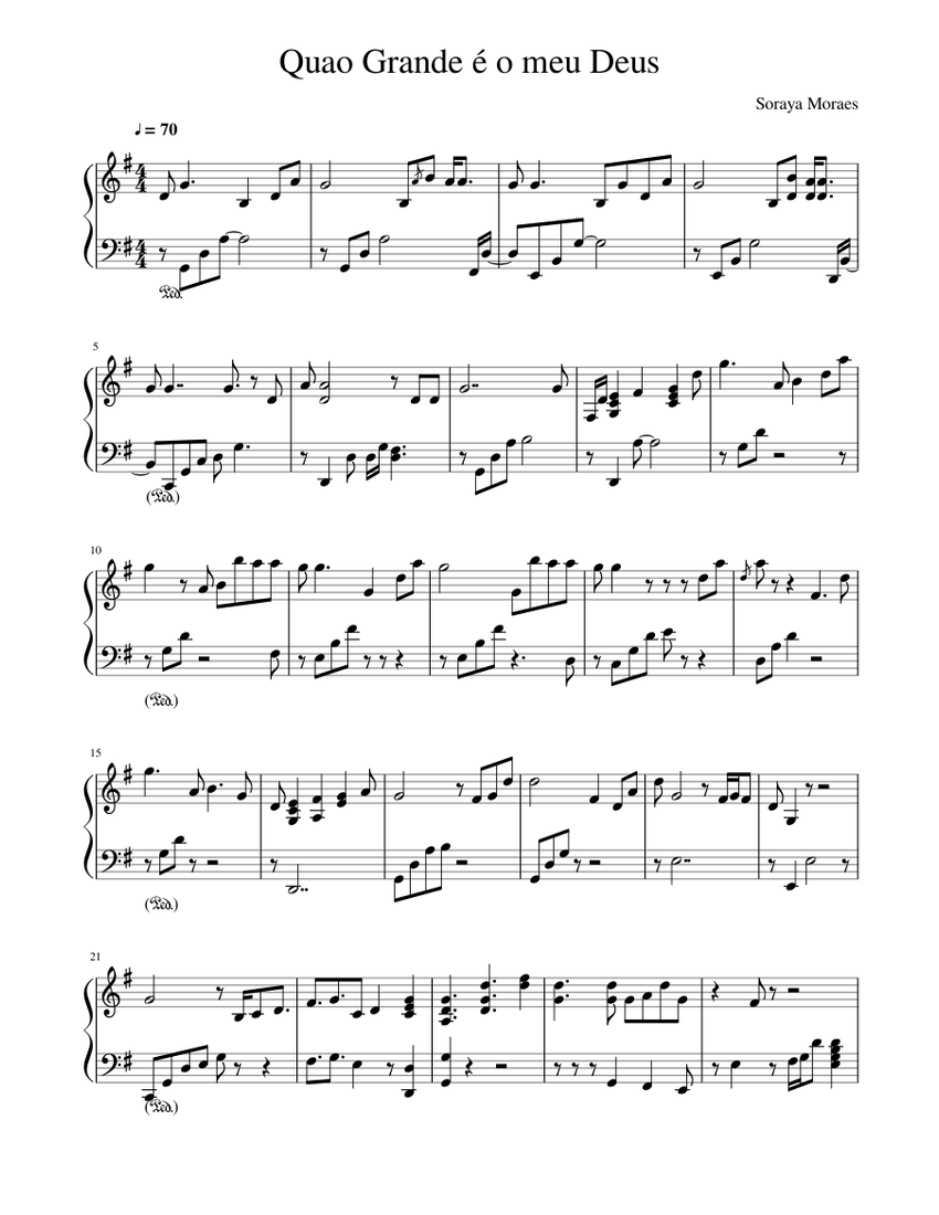 Partitura para piano de Quão Grande é o meu Deus