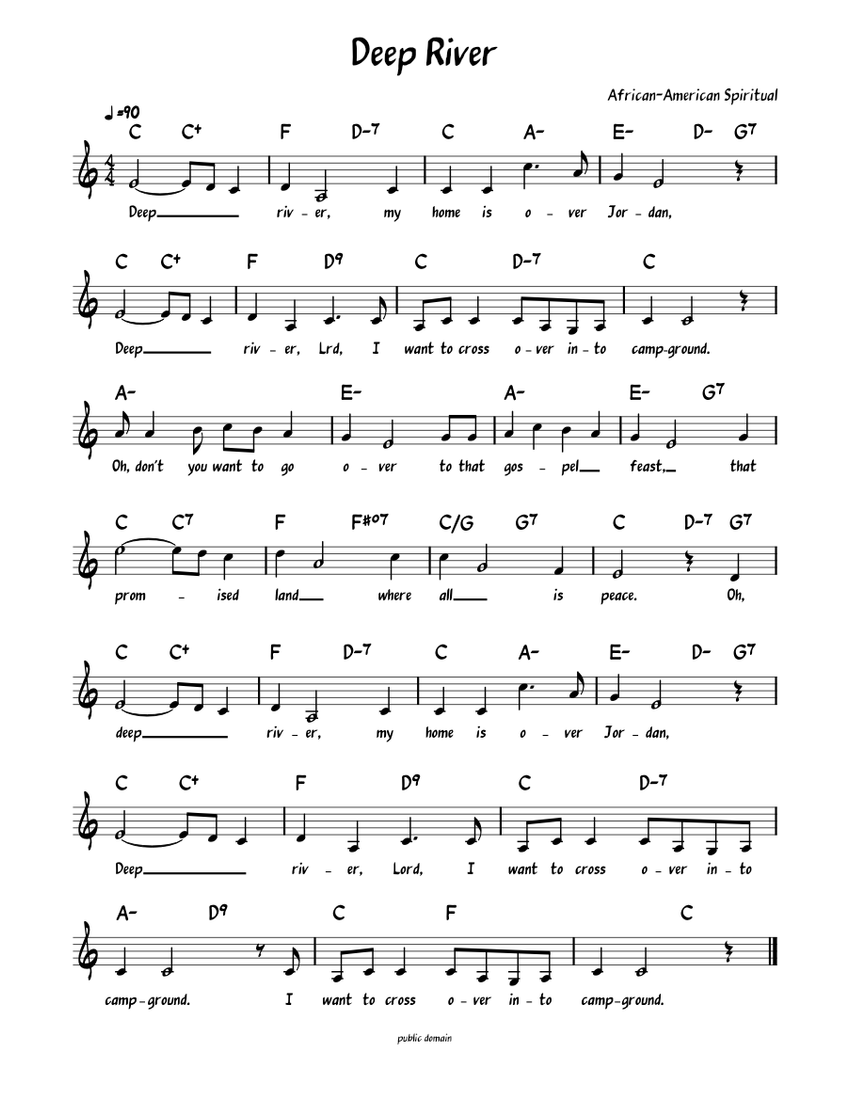 Deep RIver (Lead sheet with lyrics ) Sheet music for Piano (Solo) Easy